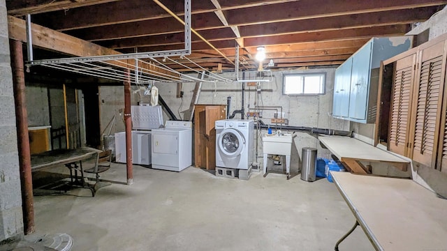 32 Great Hill Pond Rd, Portland, CT 06480 - basement featuring washer and clothes dryer and a sink