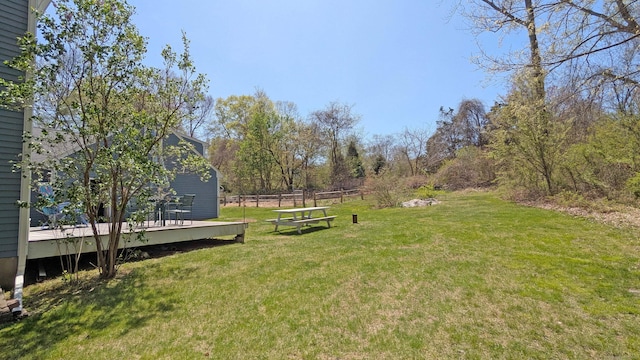32 Great Hill Pond Rd, Portland, CT 06480 - view of yard featuring a wooden deck and fence