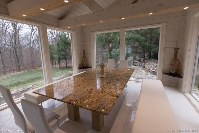 sunroom / solarium with beam ceiling