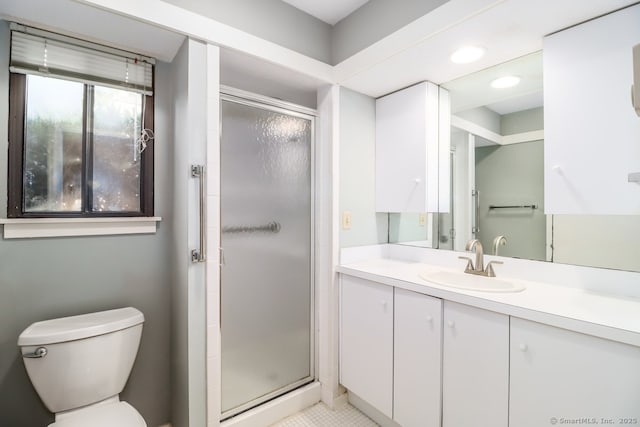 920 Heritage Vlg Unit A, Southbury, CT 06488 - full bathroom with vanity, a shower stall, recessed lighting, and tile patterned flooring
