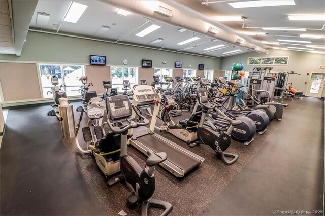 920 Heritage Vlg Unit A, Southbury, CT 06488 - exercise room with vaulted ceiling