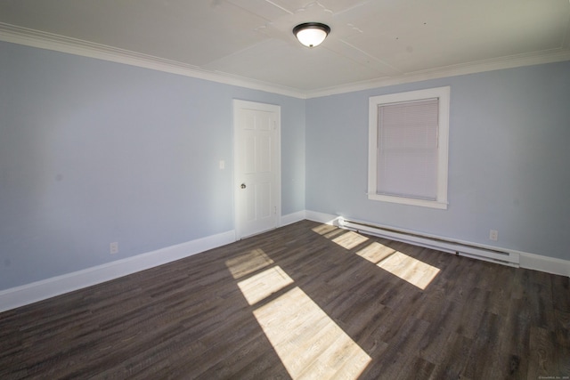 35 Clinton Ave, Middletown, CT 06457 - unfurnished room with baseboards, crown molding, wood finished floors, and baseboard heating