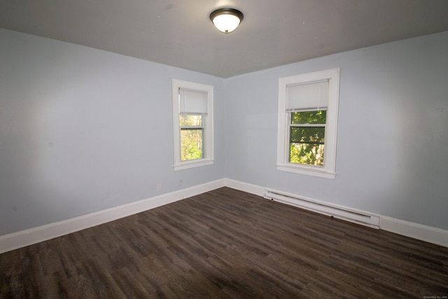 35 Clinton Ave, Middletown, CT 06457 - unfurnished room featuring baseboards, dark wood-type flooring, and a baseboard radiator