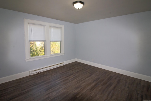 35 Clinton Ave, Middletown, CT 06457 - unfurnished room with baseboards, baseboard heating, and dark wood-type flooring