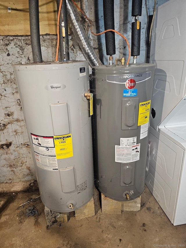 35 Clinton Ave, Middletown, CT 06457 - utility room featuring washer / clothes dryer and electric water heater