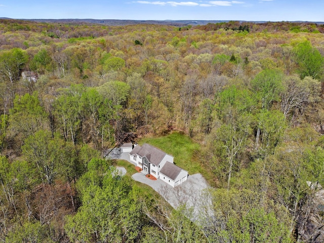 drone / aerial view with a forest view