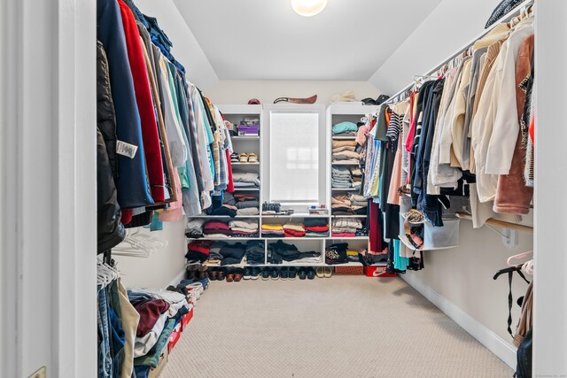 walk in closet featuring carpet