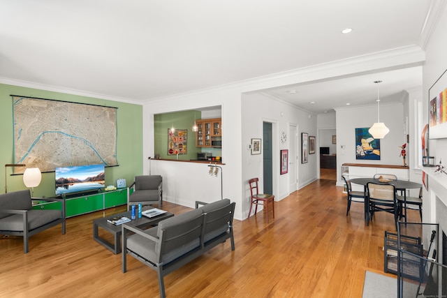 33 Hale Ln Unit 33, Darien, CT 06820 - living area with recessed lighting, ornamental molding, and wood finished floors