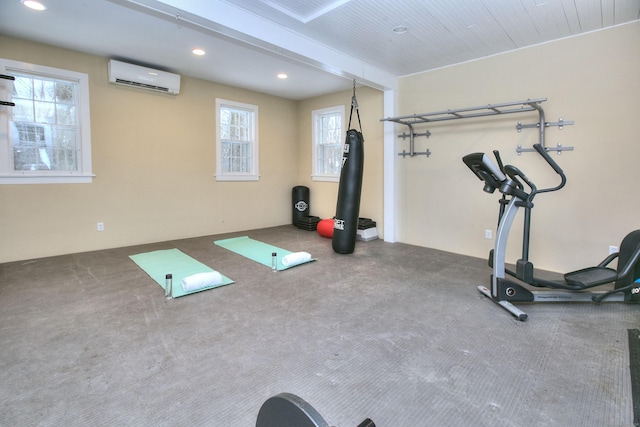 53 Sylvan Rd N, Westport, CT 06880 - exercise area with a wall unit AC and recessed lighting
