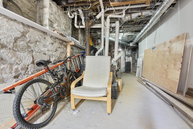view of unfinished basement