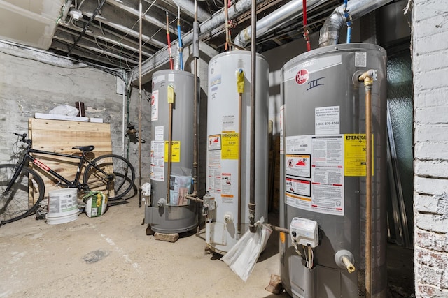 utility room with gas water heater