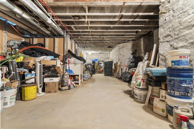 view of unfinished basement