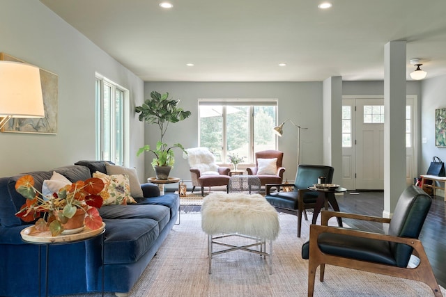 53 Upland Meadow Rd, Salisbury, CT 06068 - living room with wood finished floors and recessed lighting