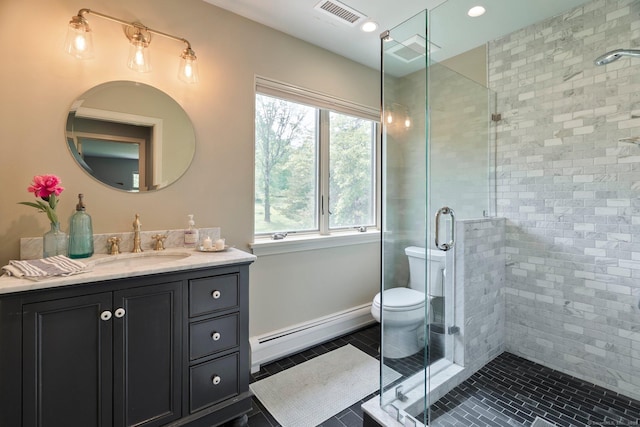 53 Upland Meadow Rd, Salisbury, CT 06068 - full bath featuring vanity, a shower stall, and tile patterned floors