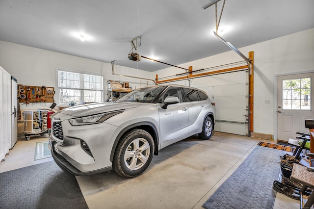 garage with a garage door opener