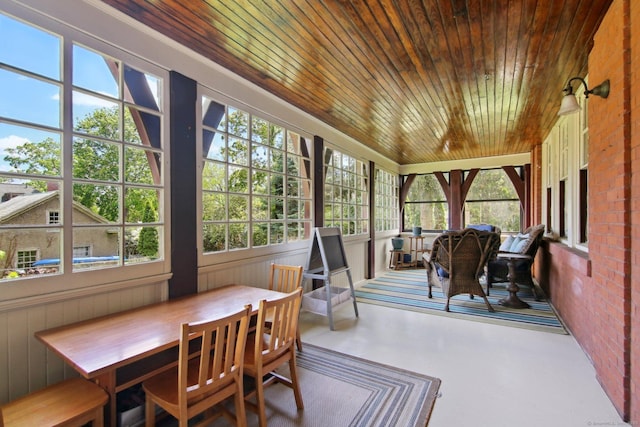 836 Prospect Ave, Hartford, CT 06105 - sunroom featuring wood ceiling, healthy amount of natural light, and concrete floors