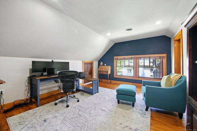 836 Prospect Ave, Hartford, CT 06105 - office space with vaulted ceiling, wood finished floors, and recessed lighting