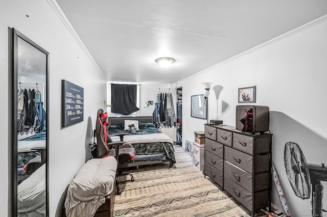 bedroom with crown molding