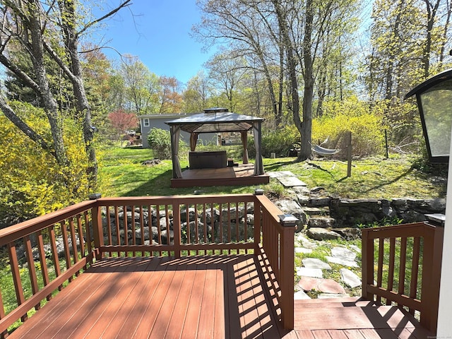 6 Fulton Dr, New Fairfield, CT 06812 - deck featuring a gazebo and a yard