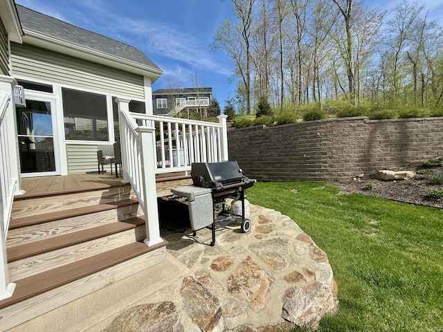 view of yard with a deck
