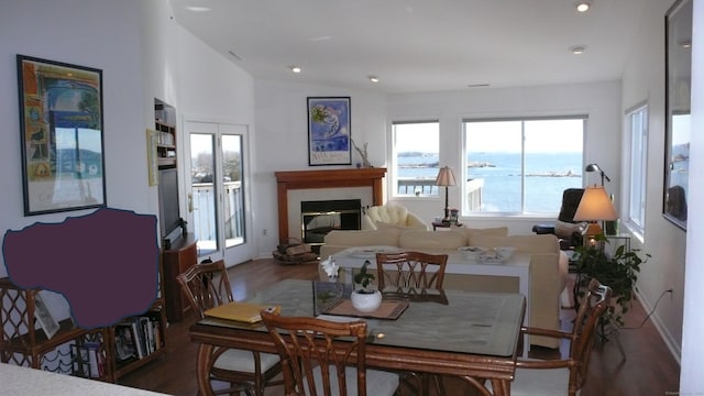 5 Mansfield Grove Rd Apt 342, East Haven, CT 06512 - dining area with recessed lighting, a wealth of natural light, wood finished floors, and a glass covered fireplace