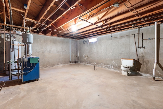 below grade area featuring a heating unit