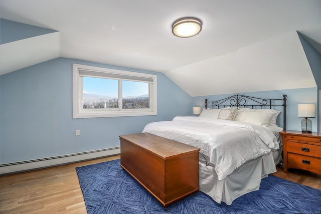 29 Old Neversink Rd, Danbury, CT 06811 - bedroom featuring wood finished floors, a baseboard heating unit, and vaulted ceiling