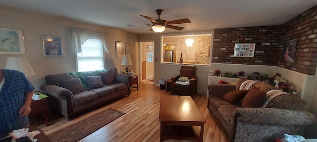 297 Whittemore Rd, Middlebury, CT 06762 - living room with a ceiling fan, wood finished floors, and baseboards