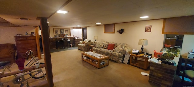 297 Whittemore Rd, Middlebury, CT 06762 - living area featuring carpet, recessed lighting, and bar