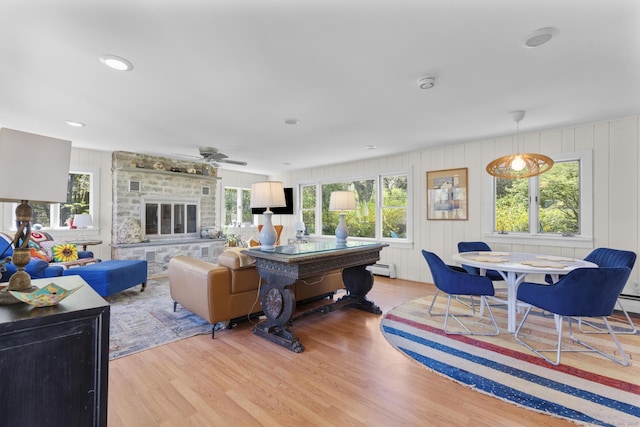 living area featuring a healthy amount of sunlight and wood finished floors