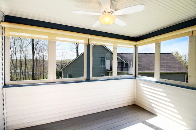 5 Marjories Way Unit 5, East Lyme, CT 06357 - unfurnished sunroom featuring a ceiling fan and plenty of natural light