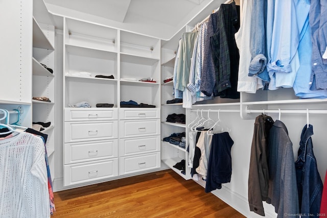 spacious closet featuring wood finished floors
