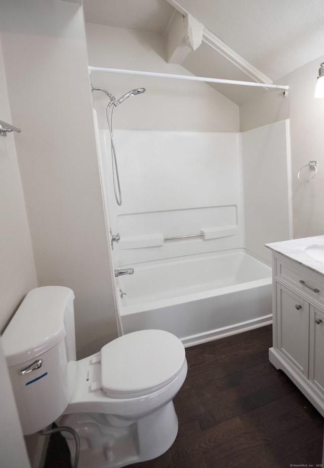 221 Broadway, Norwich, CT 06360 - bathroom with shower / bathtub combination, vanity, toilet, and wood finished floors