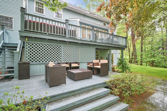 deck featuring an outdoor living space
