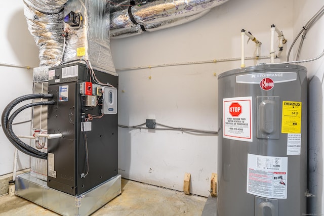 utility room with water heater