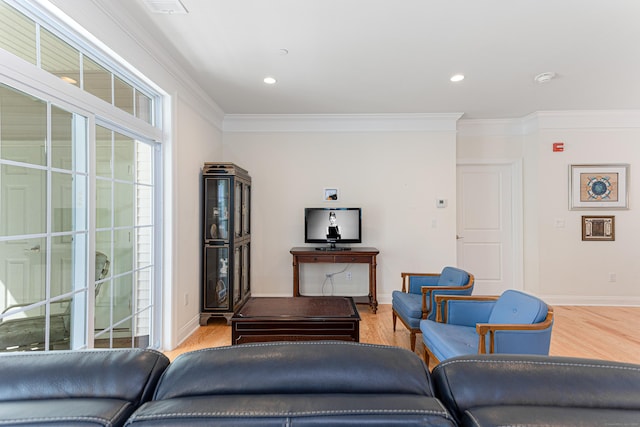 411 Brookside Ct Unit 411, Newtown, CT 06470 - living area with light wood-type flooring, ornamental molding, baseboards, and recessed lighting