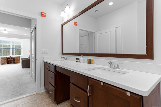 411 Brookside Ct Unit 411, Newtown, CT 06470 - full bath with double vanity, tile patterned flooring, and recessed lighting