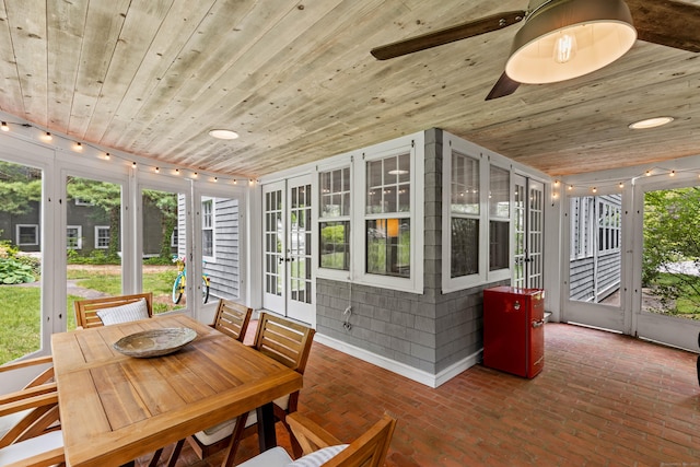 34 W Ave, Essex, CT 06426 - sunroom / solarium with french doors, ceiling fan, outdoor dining area, and plenty of natural light