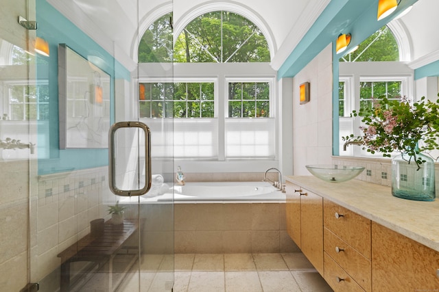 34 W Ave, Essex, CT 06426 - full bathroom with vanity, a bath, plenty of natural light, and a shower stall