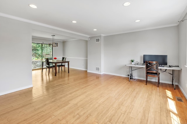 44 Columbus Pl Unit 2, Stamford, CT 06907 - interior space featuring recessed lighting, ornamental molding, light wood finished floors, baseboards, and a desk