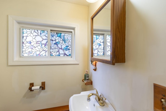 half bathroom featuring a sink