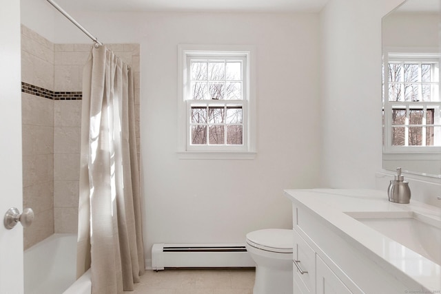1510 Congress St, Fairfield, CT 06825 - bathroom with baseboard heating, vanity, and shower / bath combo