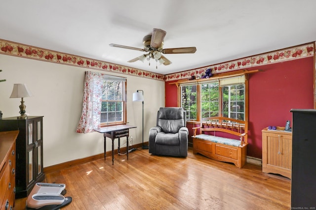 7 Sharren Ln, Enfield, CT 06082 - living area with ceiling fan, baseboards, and hardwood / wood-style floors