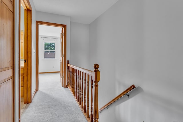 53 Cedar Knolls Dr Unit 53, Branford, CT 06405 - hallway featuring an upstairs landing, light colored carpet, and baseboards