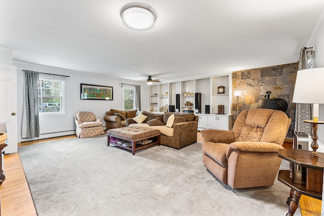 16 Howes Ln, Redding, CT 06896 - living room with plenty of natural light, ceiling fan, and light wood finished floors