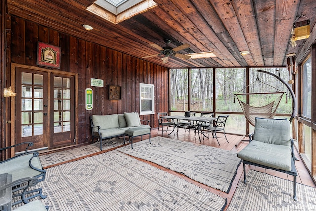 16 Howes Ln, Redding, CT 06896 - sunroom / solarium featuring french doors and a skylight