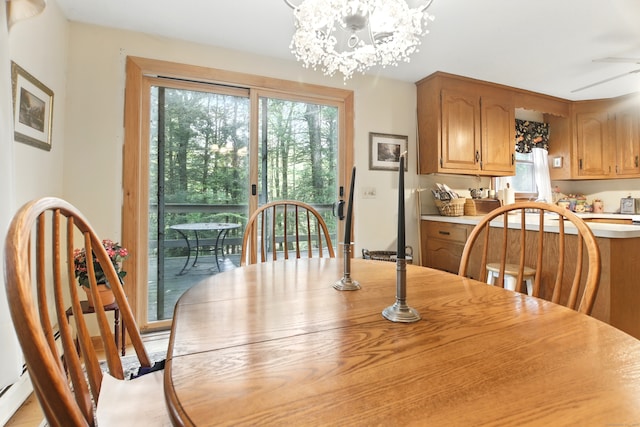 dining area with a chandelier