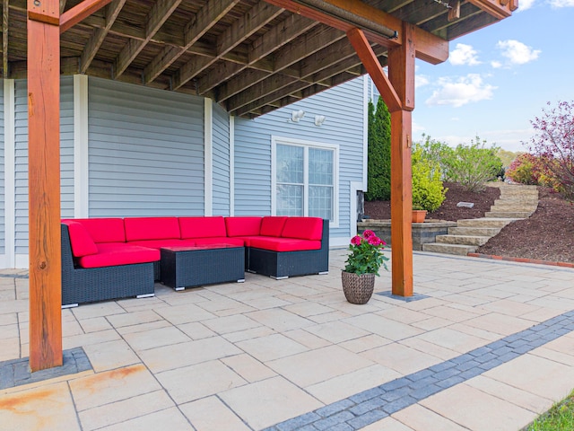 view of patio featuring an outdoor hangout area