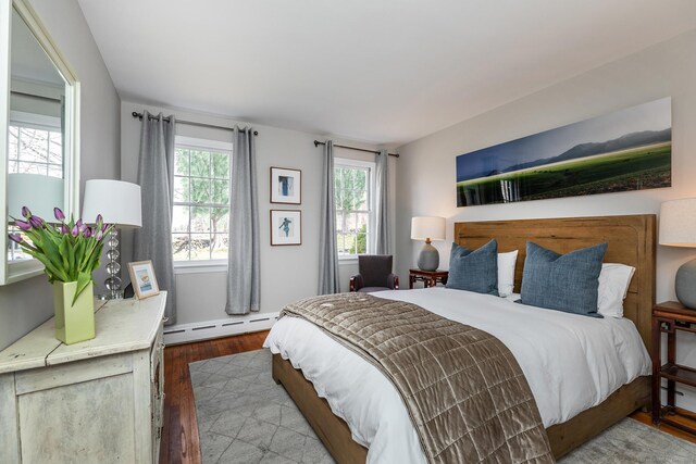 108 E St, Washington, CT 06793 - bedroom featuring wood finished floors and a baseboard radiator