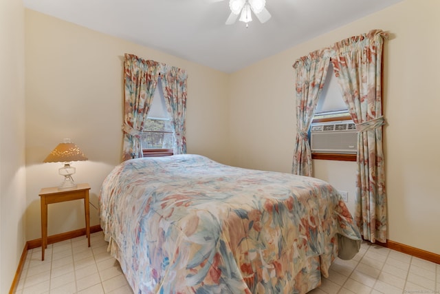 17 Glimmer Gln, East Haddam, CT 06415 - tiled bedroom with baseboards, cooling unit, and a ceiling fan